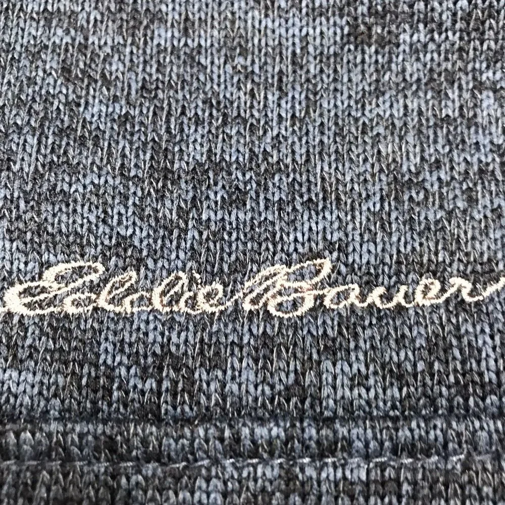 EDDIE BAUER 1/4 Button Fleece Sweater Men M Blue Lined Knit Outdoor Pullover